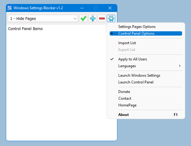 Win10 Settings Blocker