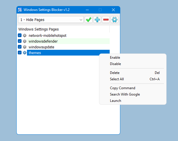 Win10 Settings Blocker