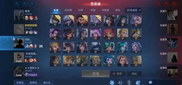 《王者荣耀》排位禁用英雄优先级
